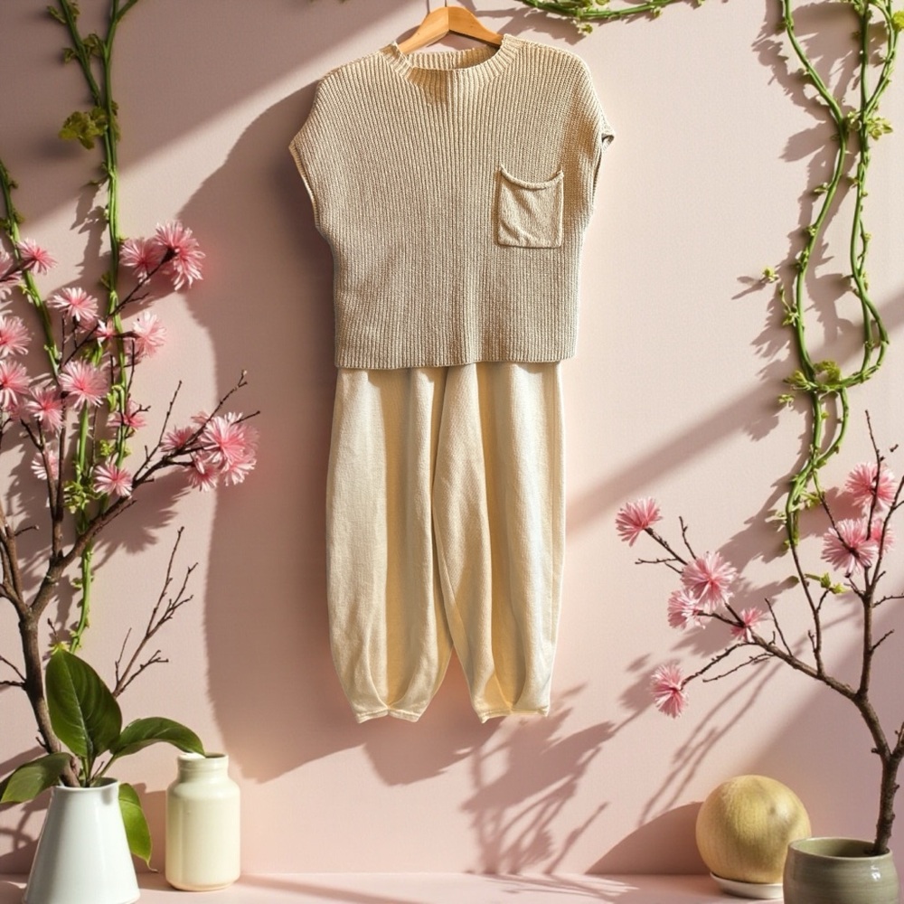 Free People Cream Two Piece Set